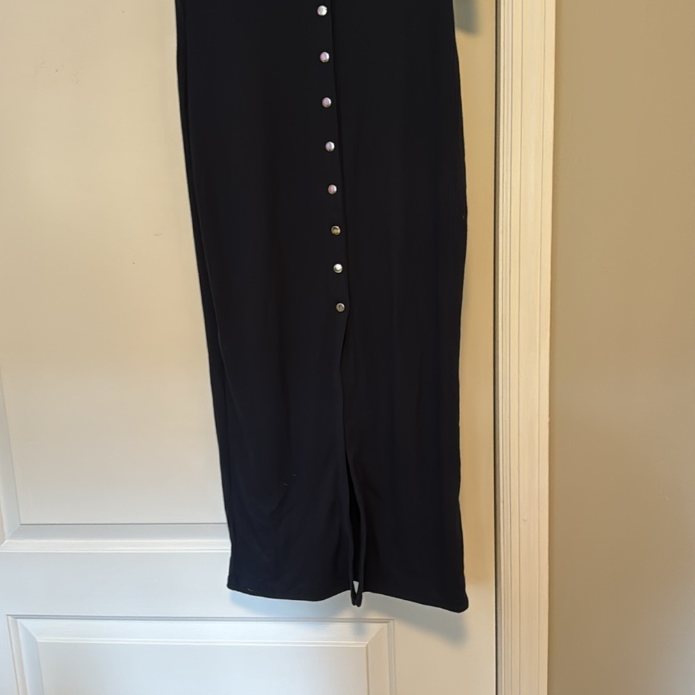 Velvet Torch Navy Sheath Midi Dress Short Sleeve Crew Neck - Picture 3 of 9